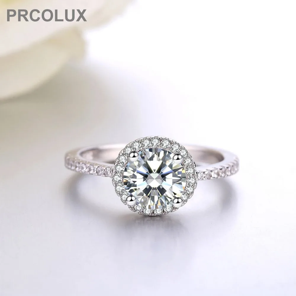 PRCOLUX мода Девушка круглой огранки кольцо посеребренные белый обещание