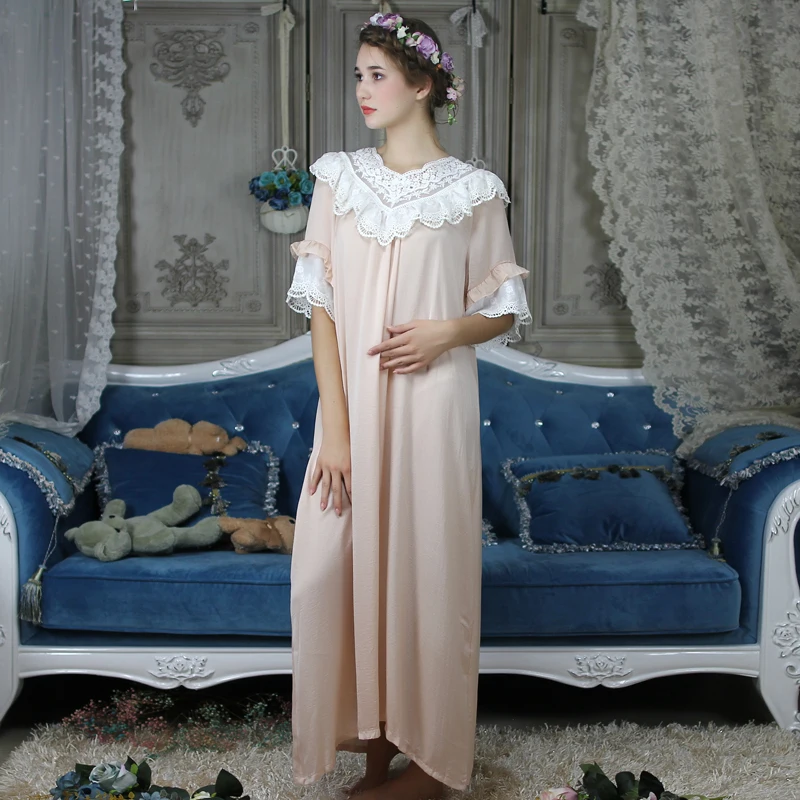 Длинная ночная рубашка Женская домашняя одежда свободная женская с коротким