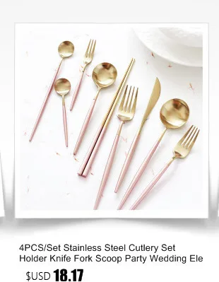 4PCS/Set Cutlery Stainless Steel Green Gold Silver Two Colors Dinnerware Set Dinner Fork Knife Scoops 4PCS Cutlery Set
