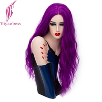 yiyaobess 70cm long wavy purple wig cosplay synthetic pink green natural hair wigs for women high temperature fiber 28 colors