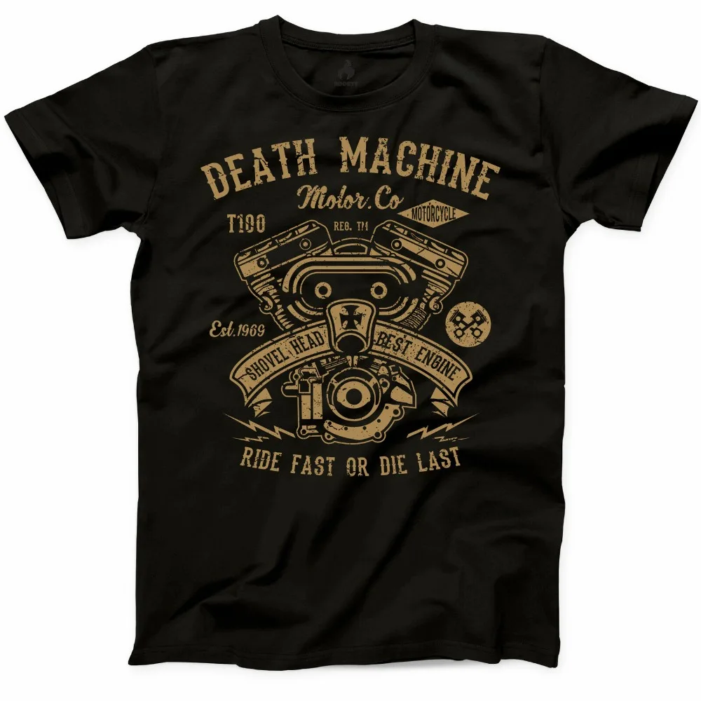 Футболка для мотоцикла Death Machine забавная Байкерская тенниска с лопаточной
