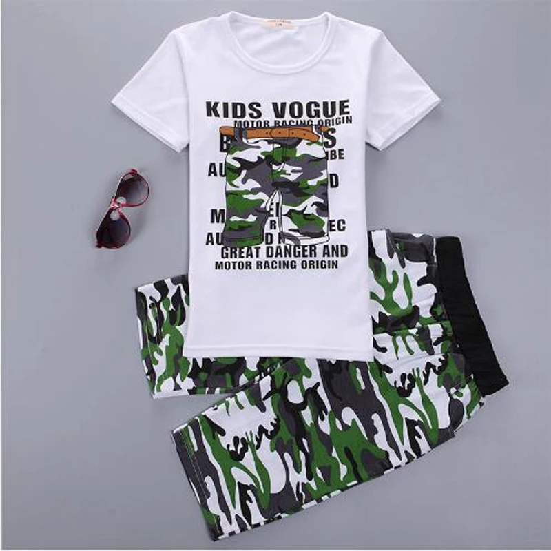 Детская верхняя одежда для мальчиков детские комплекты летняя футболка + Штаны 2