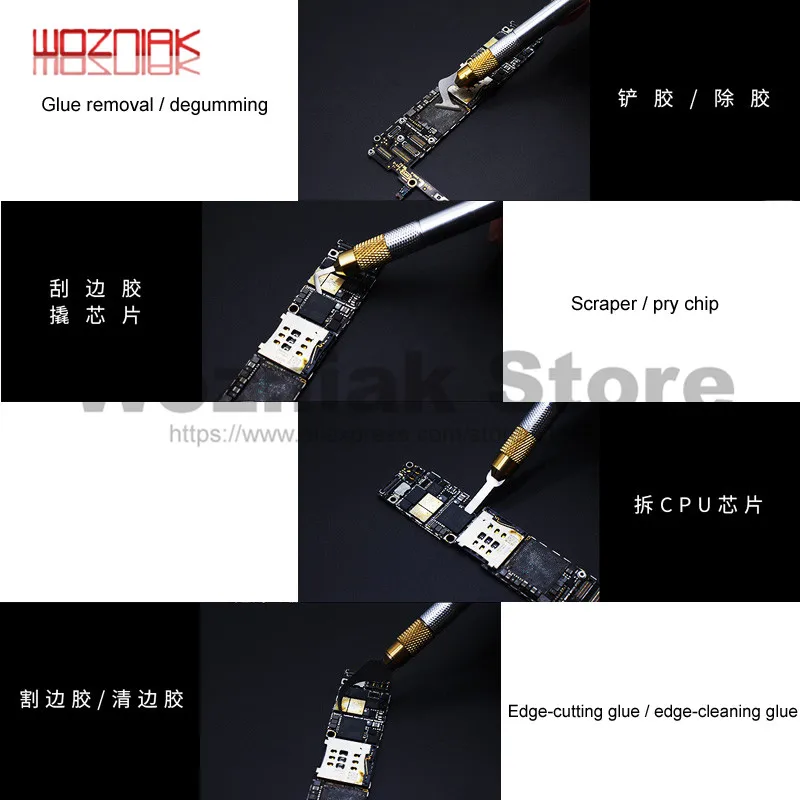 Wozniak X1015 Tool Knife for Rework of Mobile Maintenance Chip Edge scraping glue Shovel black Degumming Cleaning knife | Инструменты
