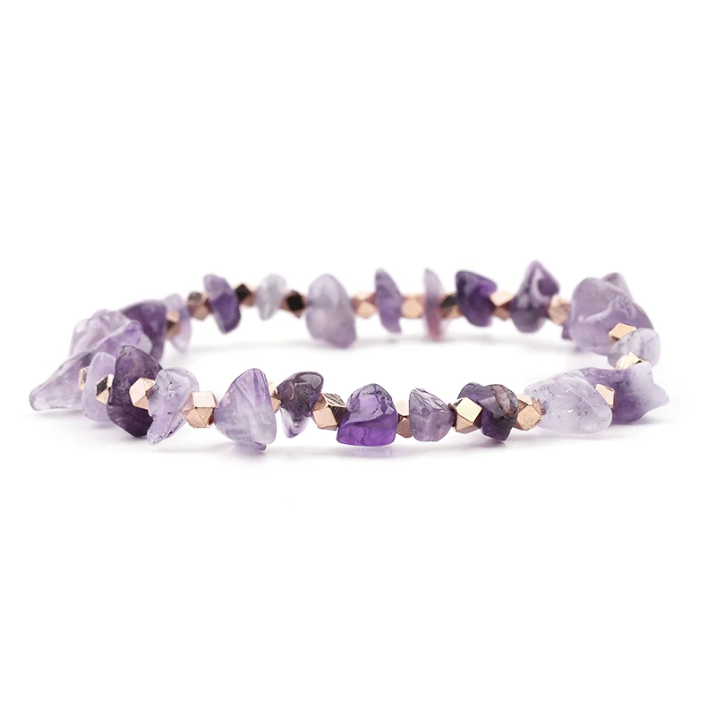 5 Amethyst Эластичные необычные браслеты BOJIU с натуральным драгоценным камнем, женские браслеты ручной работы, кварцевые браслеты Howlite, коралловый шик, тянущийся браслет BC288 - Окраска металла: 5 Amethyst