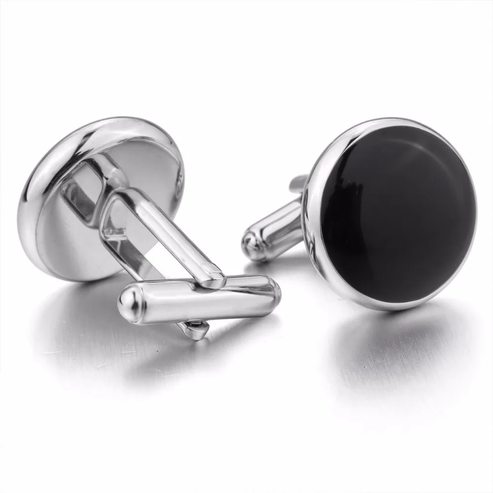 

Men Showing Shirt Men Business Rhodium-Plated Enamel Cufflinks Black Gold-Tone Stud Set Tuxedo
