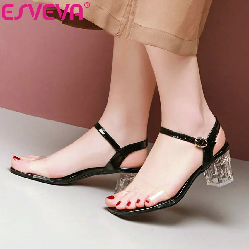 Женские сандалии ESVEVA на квадратном каблуке с пряжкой из искусственной кожи