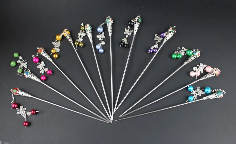 Wholesale10 шт китайский классический ручной работы Cloisonne & Бабочка заколка для