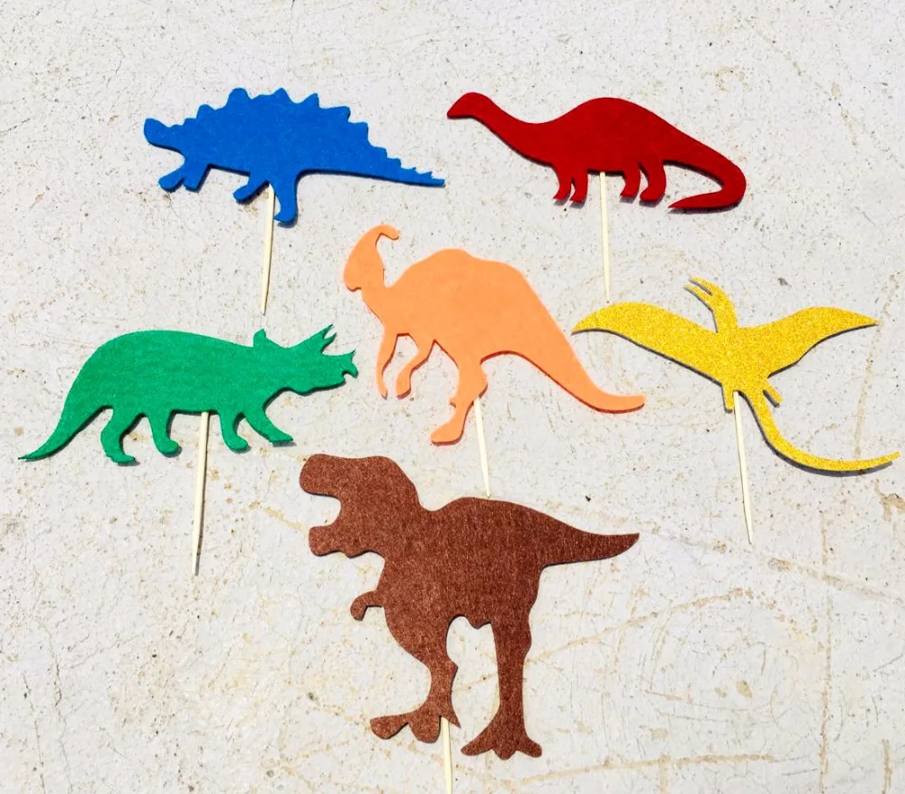 6 шт./упак. войлок динозавр Юрского периода фигурки для торта Маффин оптоны