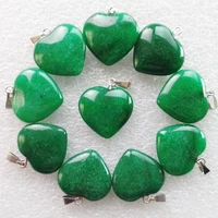 10pcs 22x20x6mm beautiful green jades heart pendant bead