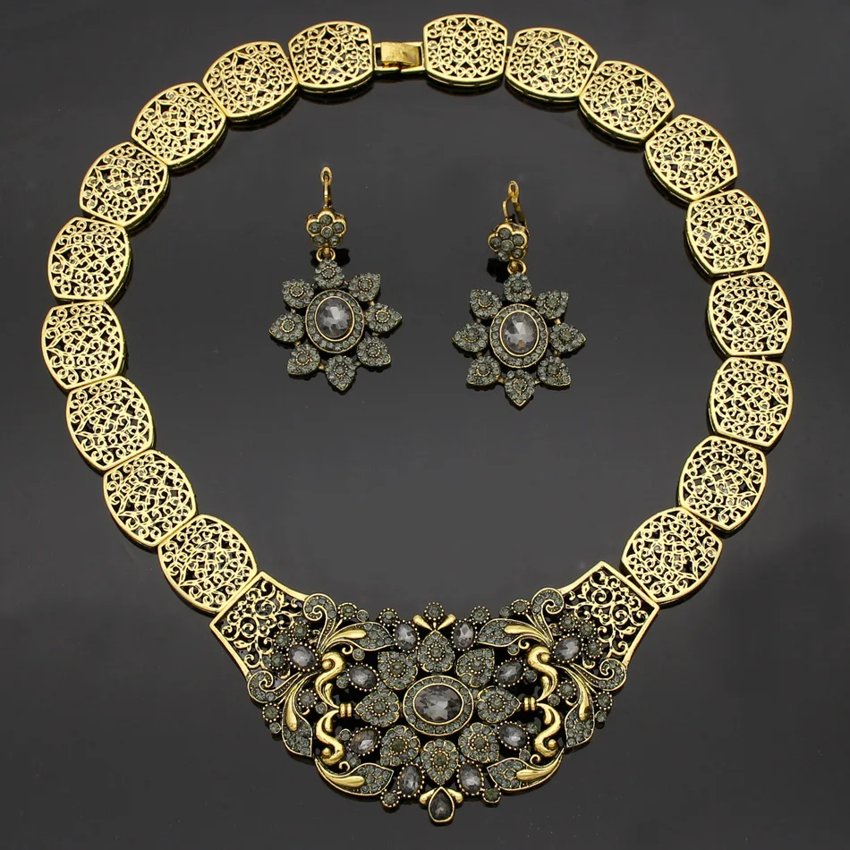 Изысканные Винтажные висячие серьги Стразы цветочное ожерелье индийские