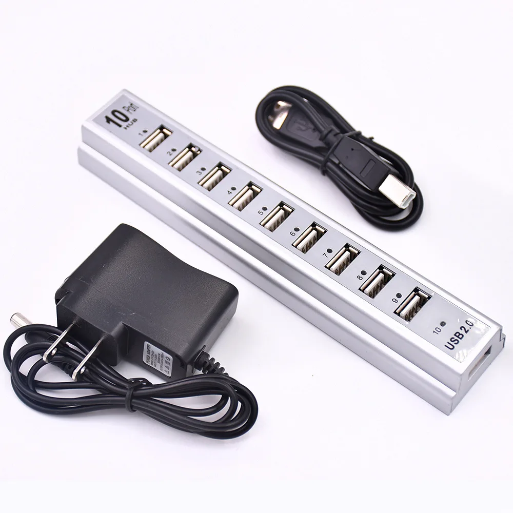 10 портов USB 2 0 концентраторы с AC питания компьютера периферийные устройства