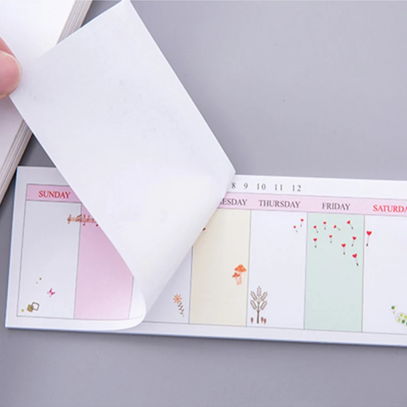 

1pack/lot Kawaiii Memo Weekly Plan Mini Memo Pad N Times Self Adhesive Schedule Sticky Notes Stationery For School And Office