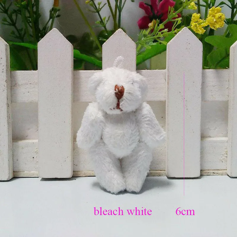 300PCS Mini Joint Bear Stuffed Plush Toys 6cm Teddy Bears Pendant Dolls Gifts Garment& Hair Accessories Wedding DIY CMR001