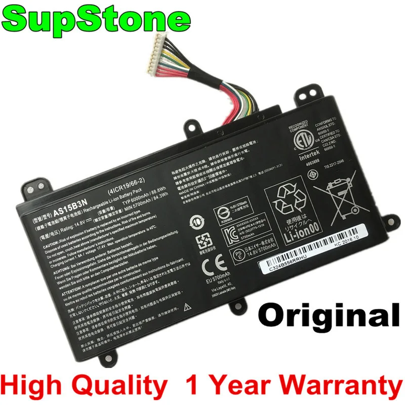 SupStone натуральная AS15B3N аккумуляторная батареядля ноутбука Acer Хищник 17 15 G9 591 713C 792