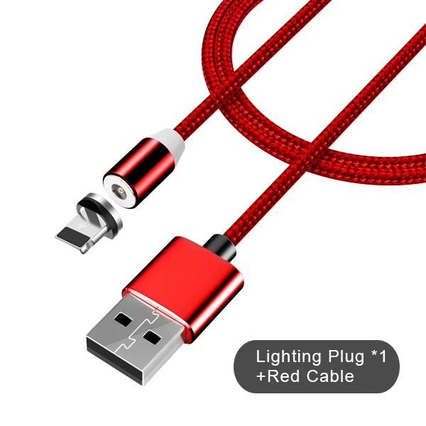IOS Red Cable NOHON светодиодный кабель для быстрой зарядки на магните, 8-контактный Micro usb type C для iPhone X 7 8 6 Xiaomi 4 3 в 1, магнитные кабели для зарядки - Цвет: IOS Red Cable