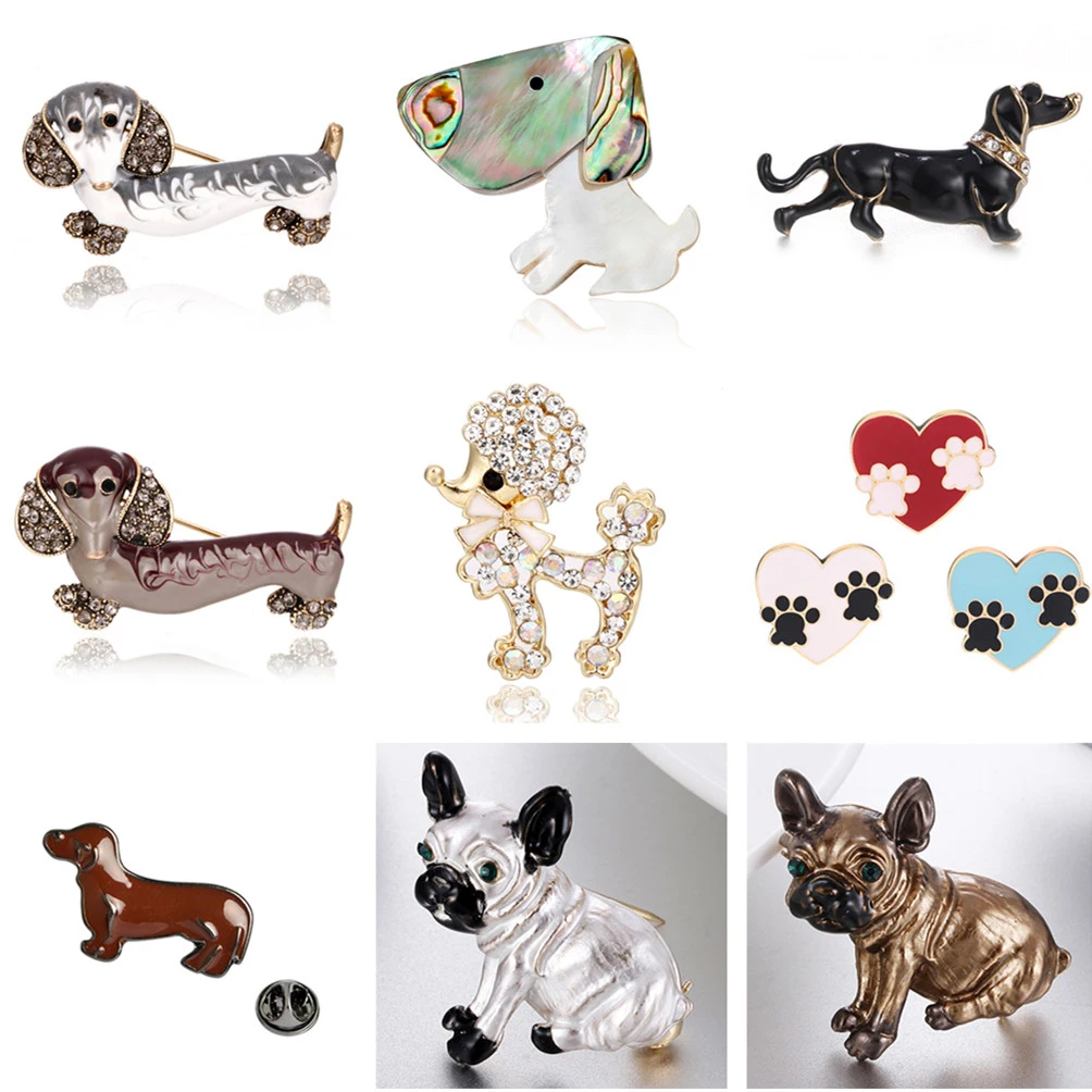 Модные Цветные пудельные броши в форме собаки для женщин милые стразы брошь виде