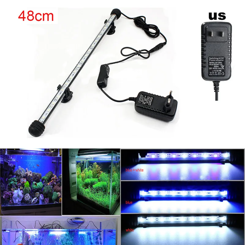 48CM White light 110 в аквариум светодиодный освещение погружной 12/15/21 светодиодный s аквариума водное растение растет света 5050 SMD светодиодные панели полосы лампа штепсельная вилка стандарта США - Цвет: 48CM White light