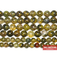 15 natural stone green dragon vein agate round loose beads 6 8 10 12mm pick size for jewelry making