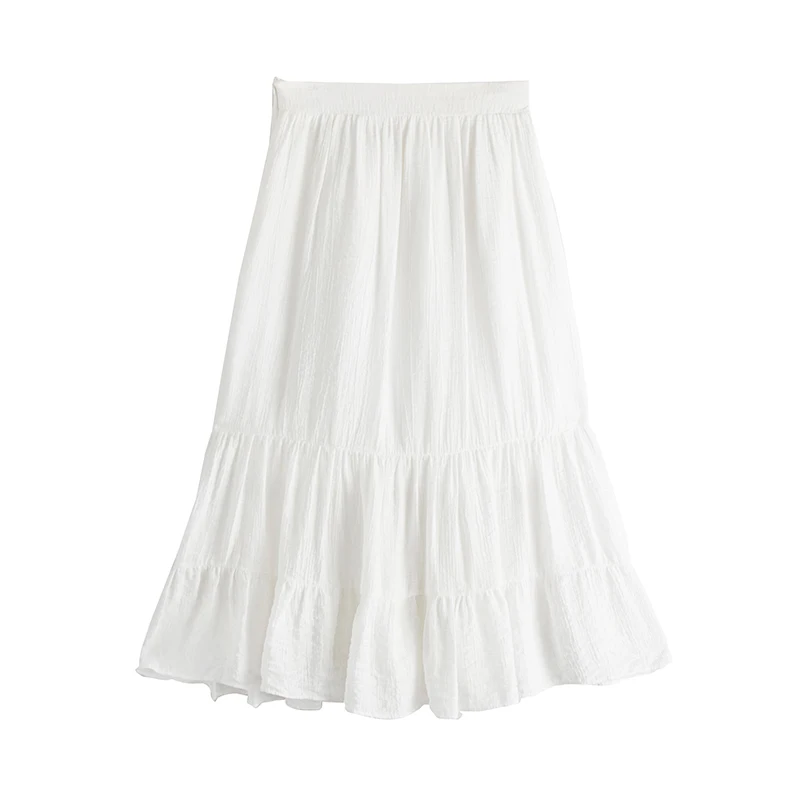 

PERHAPS U White Green A Line Maxi Long Skirt High Street Empire Vintage Retro Summer S0054