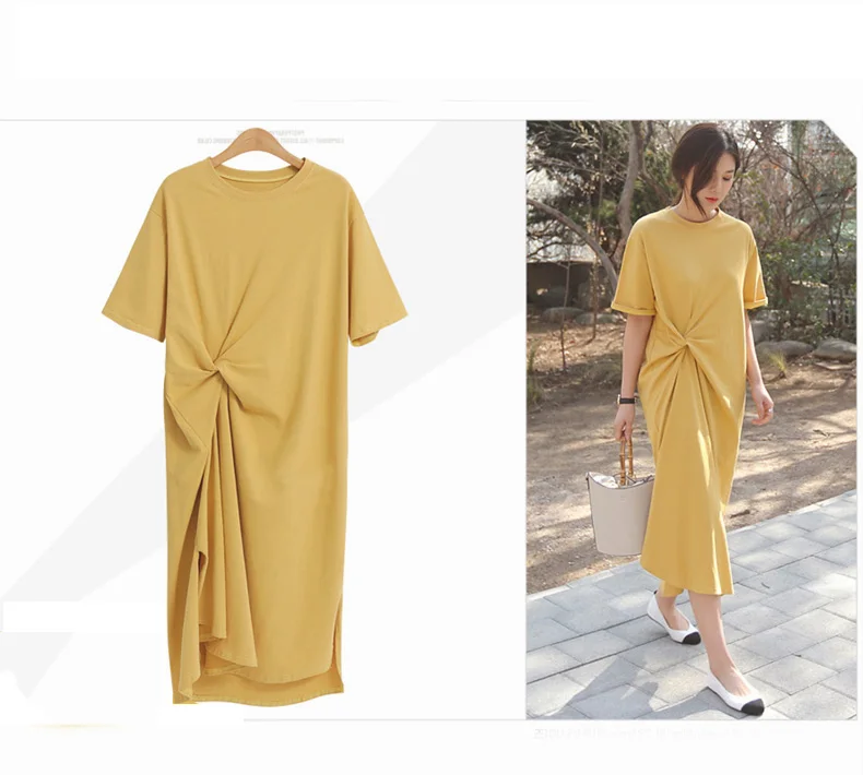 summer female 2019 new casual gentle fairy dress waist large size Tibetan meat age-old t-shirt | Женская одежда