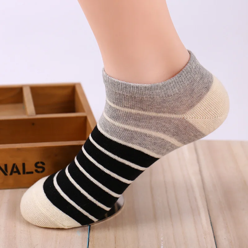 Носки мужские хлопковые 5 пар аккуратные полосатые прочные удобные летние |