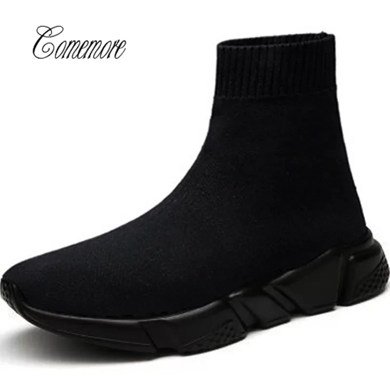 all black Comemore/Мужская обувь с высоким берцем; спортивная обувь; женские носки; кроссовки; Мужская Спортивная обувь для мужчин; тренировочная обувь; Мужская Черная теннисная обувь - Цвет: all black