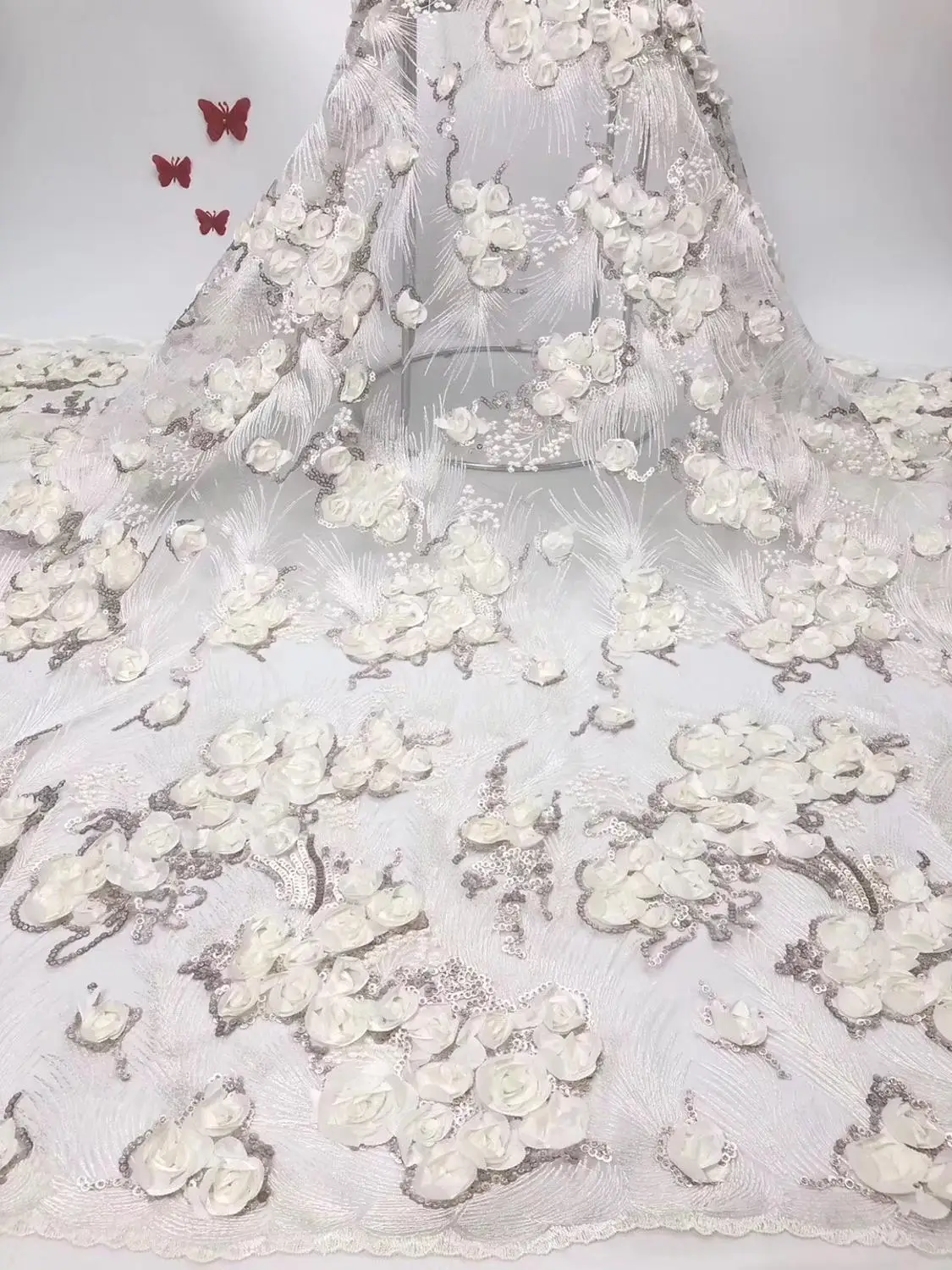 

Африканское кружево, ткань с бусинами, 3d кружевная ткань 2019, высококачественное кружево, фототкань для свадебного платья, DYS165