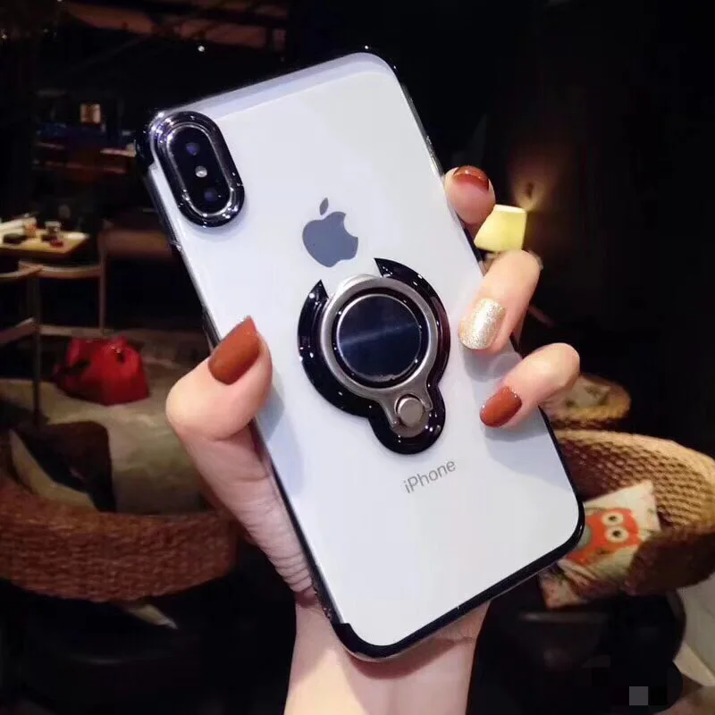 Гальваническое прозрачное зеркальное покрытие для iphone7 7plus магнитное кольцо
