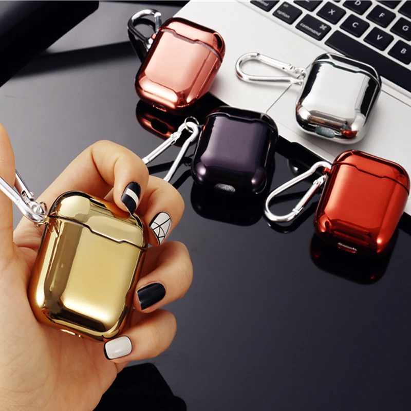Покрытие TPU наушники чехол для Airpods всего тела и гальваническим покрытием, яркие мягкие наушники чехол для Airpods с защитой от повреждений и кольцом-держатель с защитой от потери
