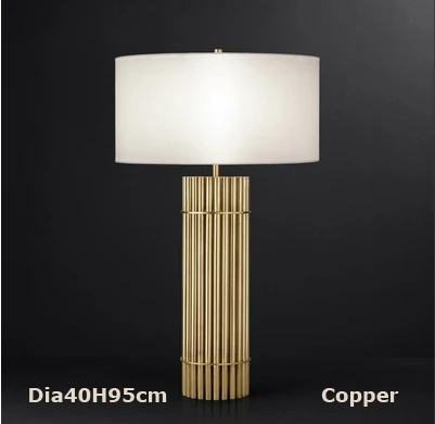 Dia40H95cm copper Светодиодный e27 американские ретро цинковые сплав ткань Медь хром светодиодный светильник. Настольная Светодиодная лампа свет. настольной лампе. настольную лампу. светодиодный настольная лампа для Спальня - Цвет абажура: Dia40H95cm copper