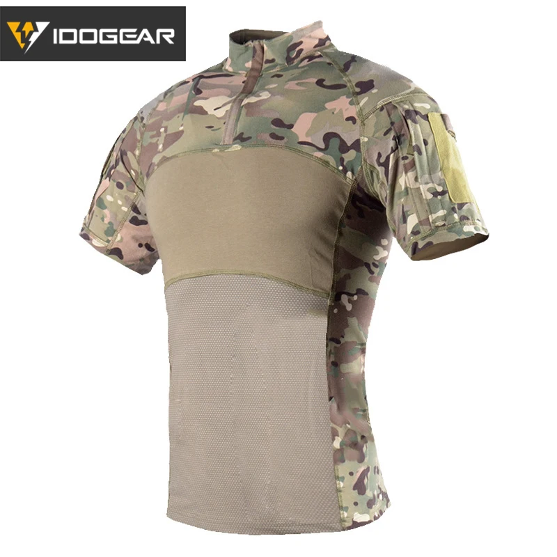 Летняя армейская Боевая тактическая футболка IDOGEAR камуфляжный топ с коротким