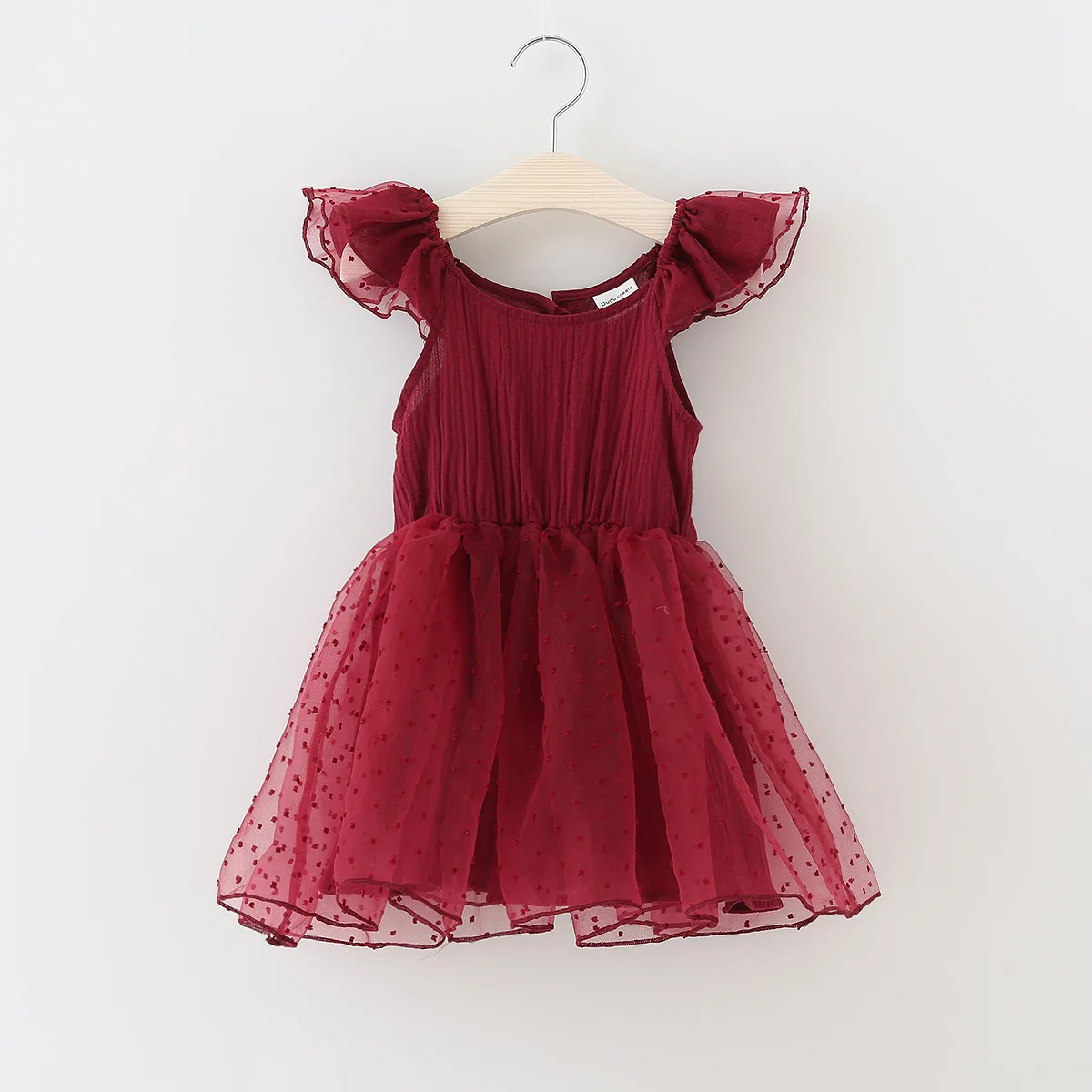 Ins Summer Girl Dresses 1-6 Years Old Children Flying Sleeve Point Screen Dress Korean Pure Cotton Beautiful Princess Kids | Детская