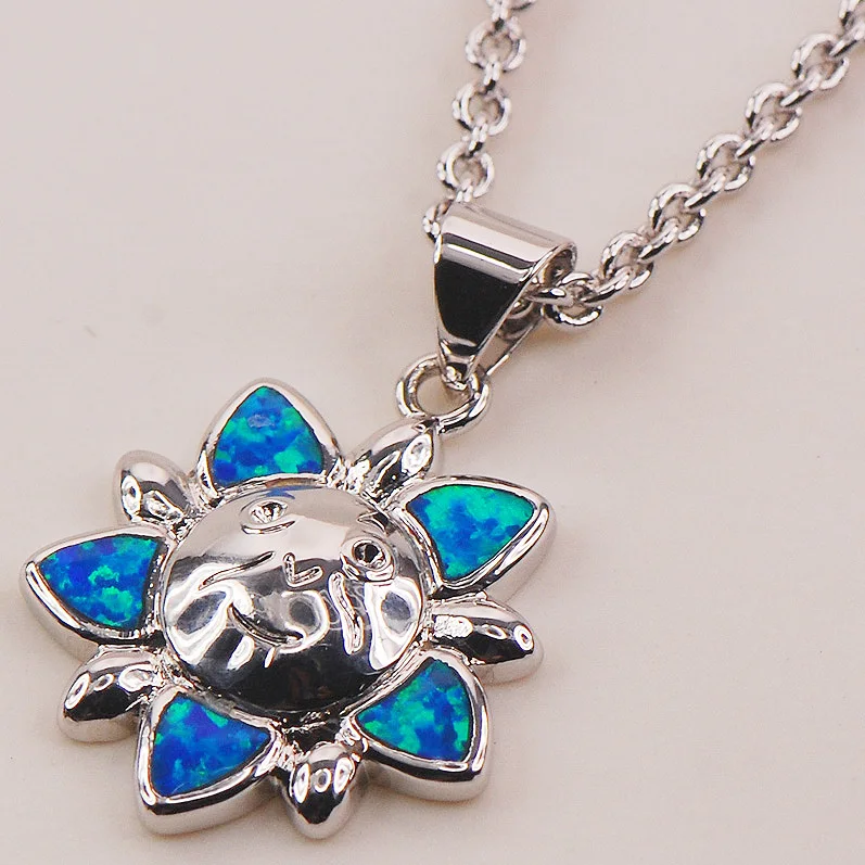 Подвеска из серебра 925 пробы с голубым огненным опалом P131|pendant cherry|pendant doublep131 |