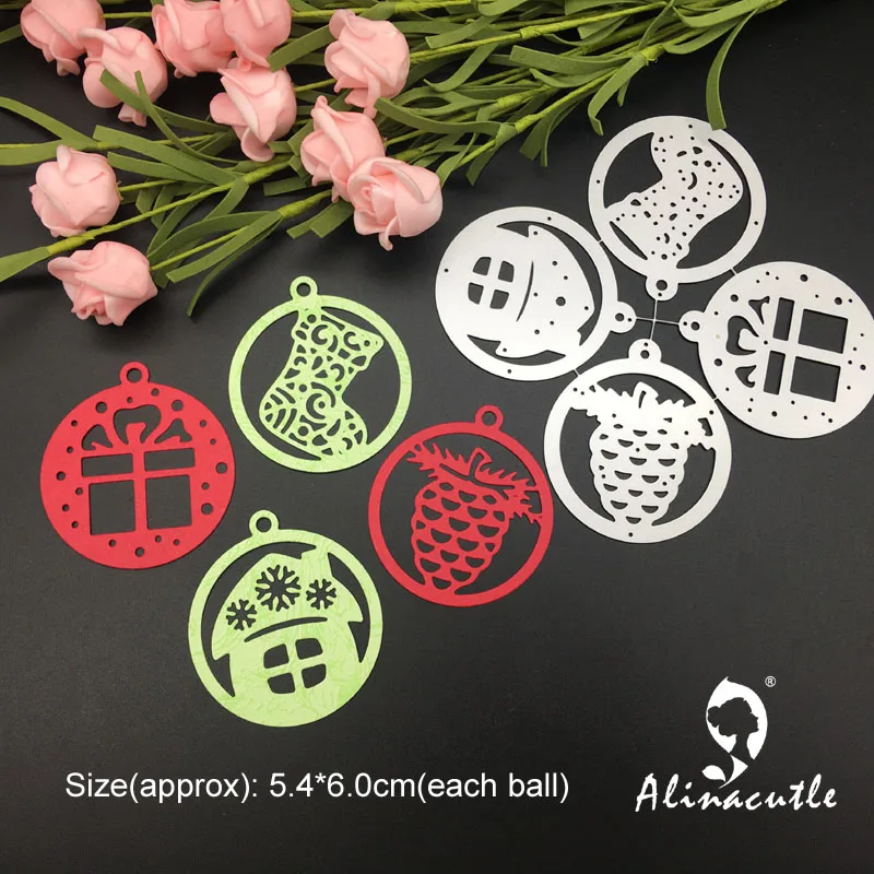 Штампованная металлическая вырубка 4 шт. рождественские шарики бирки Alinacraft