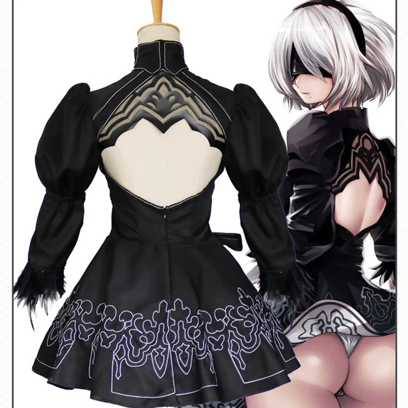 Женский костюм для косплея на Хэллоуин Nier Automata Yorha 2B сексуальное короткое платье