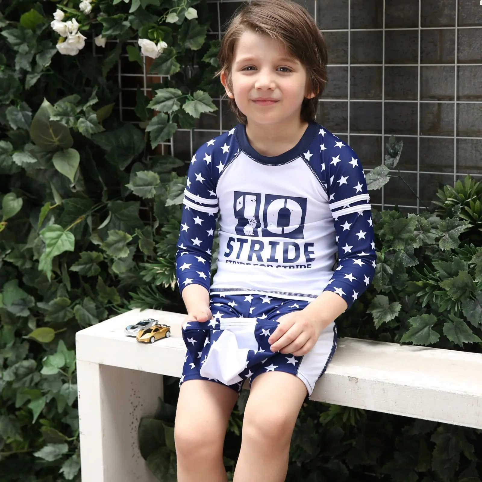 Детские купальники со звездами для маленьких девочек и мальчиков с длинными