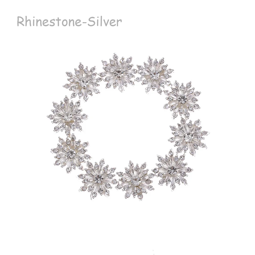 Rhinestone -Silver 10 шт./компл. цветок Стразы пуговицы с перламутровыми пуговицами Свадебные украшения DIY сплава со стразами идеально сочетаются с нарядным Cryustal лук аксессуары инструменты для украшения - Цвет: Rhinestone -Silver
