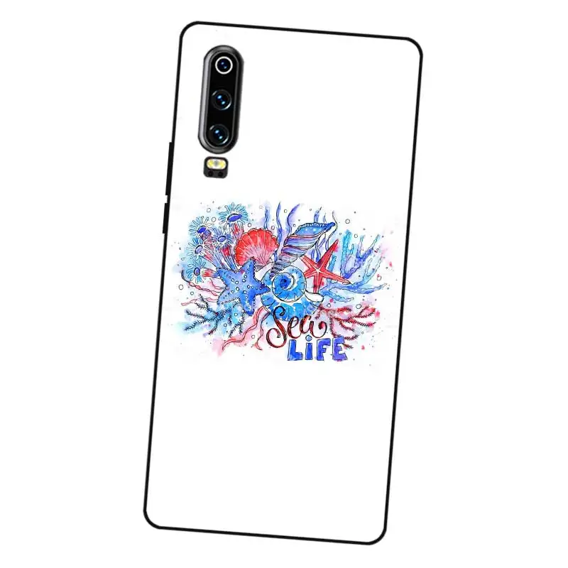 N380 Sea Life Черный силиконовый чехол для huawei P8 P9 P10 P20 P30 Lite Pro P Smart Plus 2017 2019 |