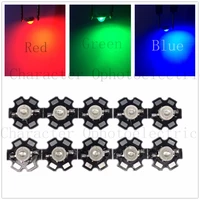 hot 100 pcs 1w 3w high power red 610 630nm green 510 530nm blue460 475nm led with 20mm star pcb