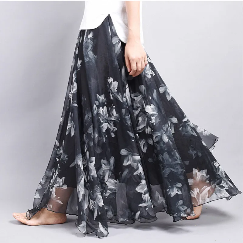 Элегантные летние Богемские юбки макси Женская длинная юбка из шифона Saia пляжная Высокая талия пачка повседневная Vestidos Harajuku одежда с принтом - Цвет: Style Five