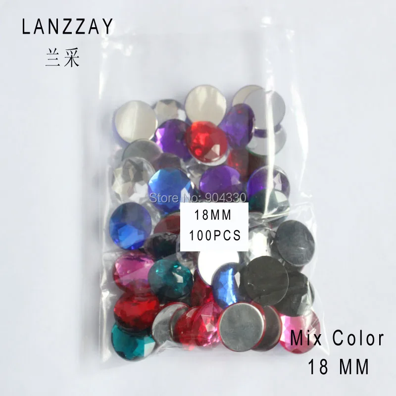 Бесплатная доставка lanzzay 100 шт. смешивания цветов 18 мм круглые плоские снизу
