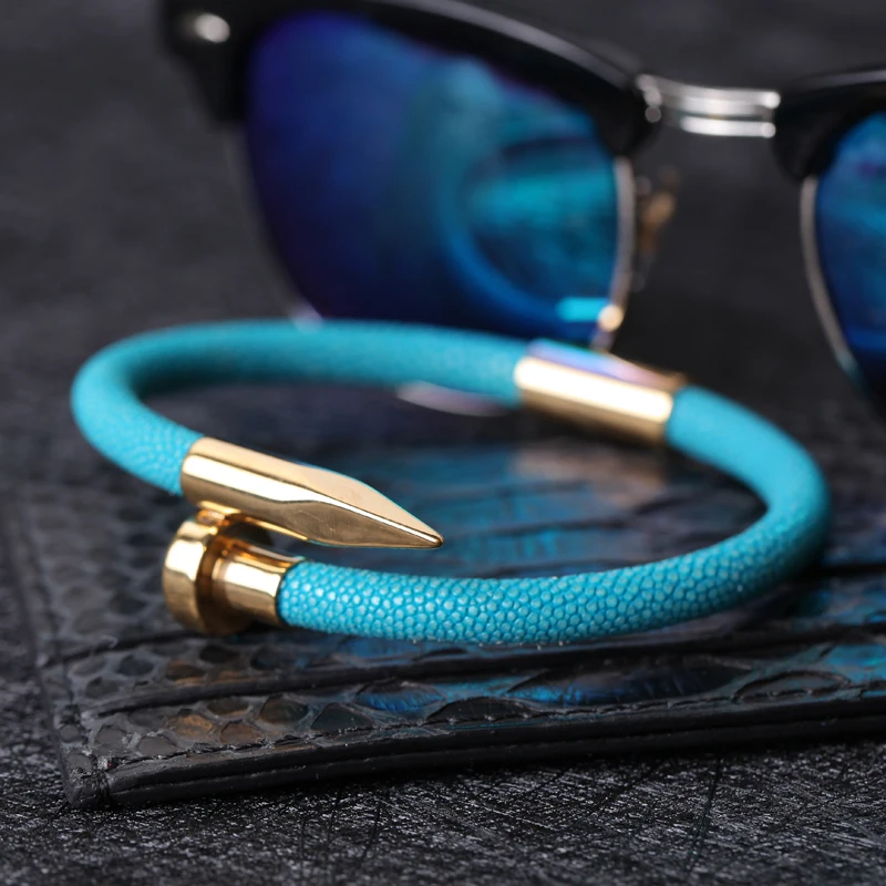 Кожаный браслет Magic Fish для мужчин 6 мм из нержавеющей стали 316 с кнопками