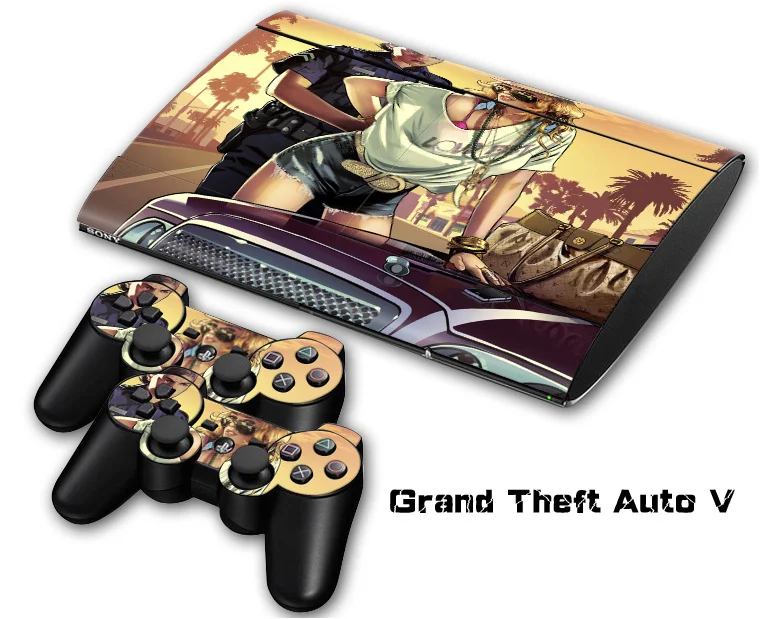 0352 GTA V для PS3 Surper slim 4000 консоль виниловая кожа Наклейка Обложка+ 2 шт контроллер для sony PS 3 супер тонкий 4000 контроллер наклейка - Цвет: 0352