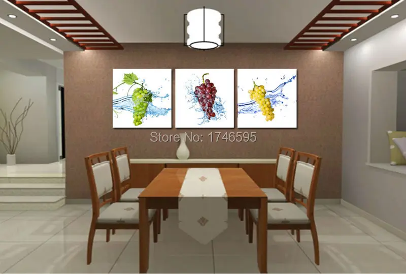 

Big 3pieces modern home wall decoration grape fruit restaurant dining room wall art decor Wall Art picture canvas print Painting