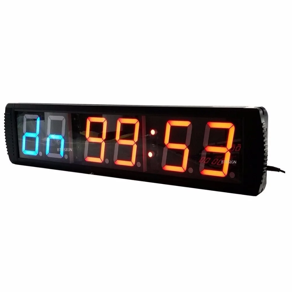 4'' 6Digit Large Wall Clock Multifunction Programmable CrossFit Timer For Garage EMOM Tabata Training | Дом и сад