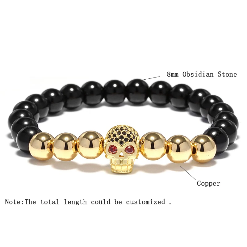 Noter готический браслет с черепом мужской роскошный 4 вида цветов медный бисерный
