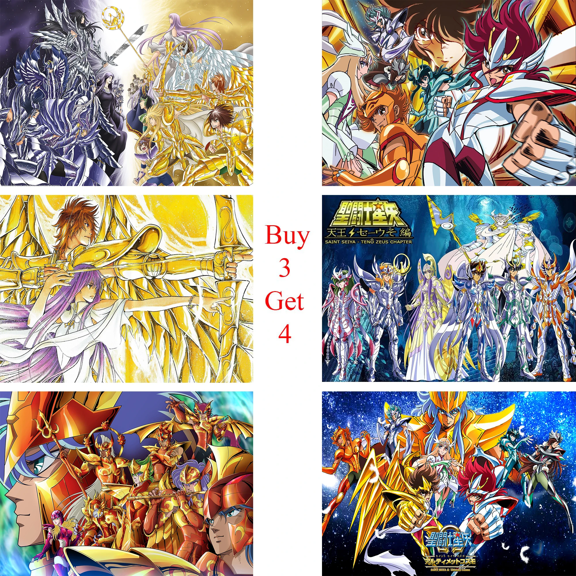 Плакаты Saint Seiya Мультяшные настенные наклейки с белым покрытием принты из бумаги