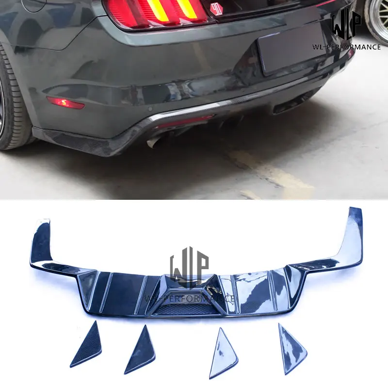 

High Quality Carbon Fiber Rear Bumper Lip Diffuser Car Styling For Ford Mustang Henntop Style Car Body Kit 2015-UP