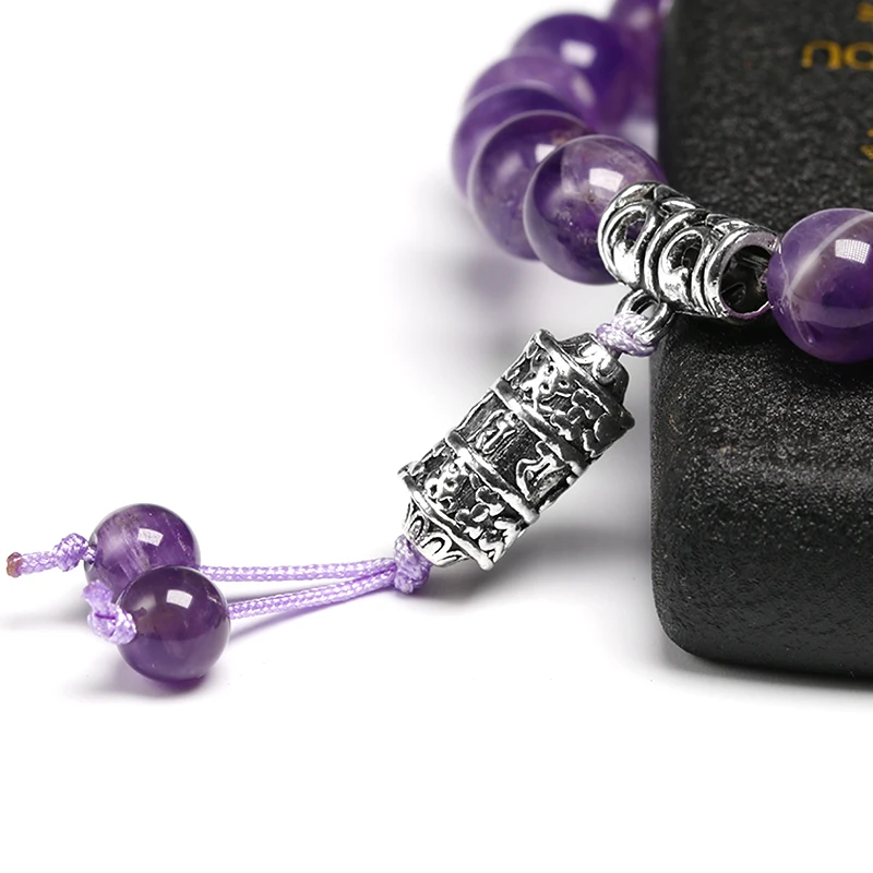Натуральный браслет из пурпурных кристаллов мужской Шарм Будды исцеляющий