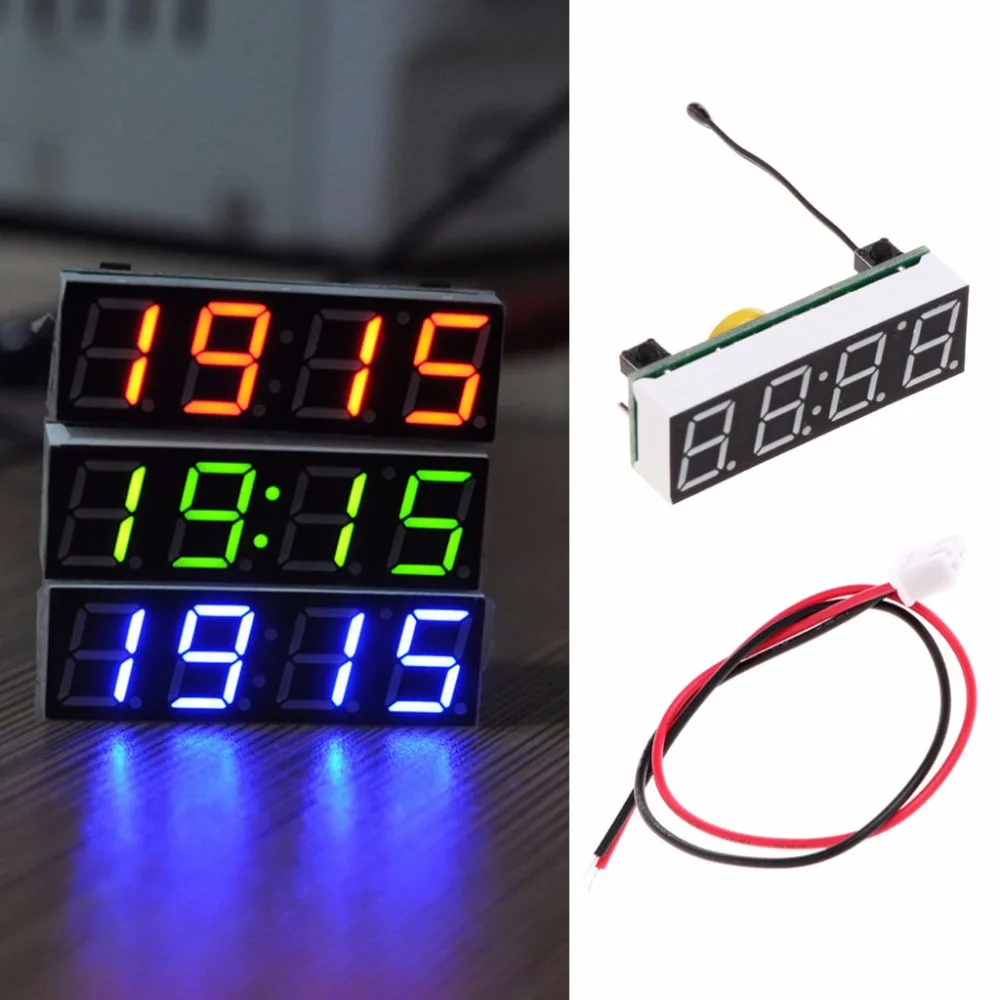 Цифровой термометр автомобиль 3 в 1 светодиодный DIY цифровые часы температура напряжение модуль электронный DC 5~ 30 в